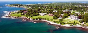 Photo of Salve Regina University and the Cliff Walk from the vantage point of a helicopter