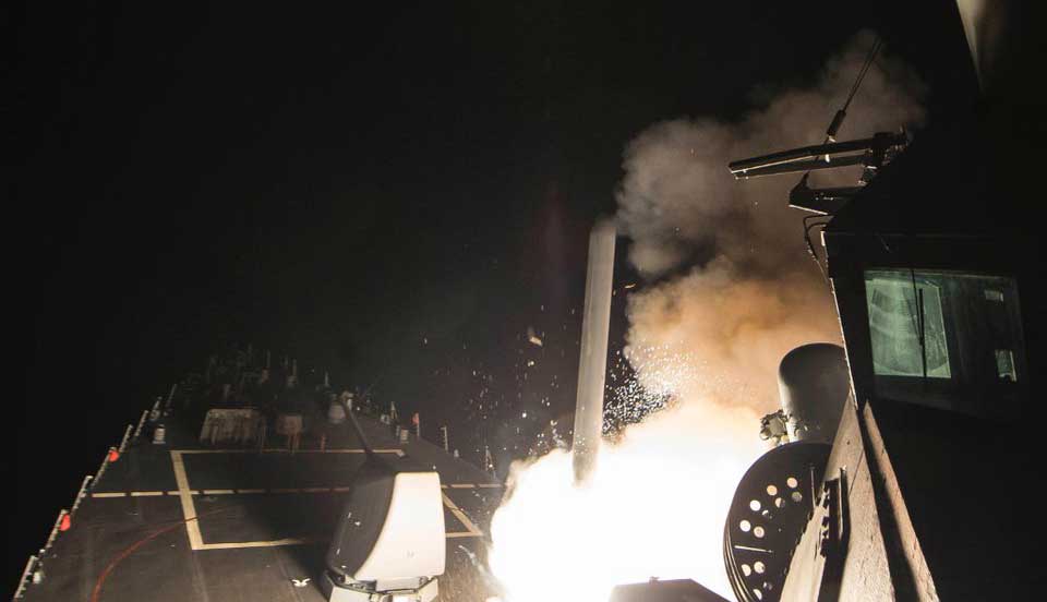 Missiles launch towards Syria on board of USS Porter