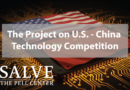 U.S. and Chinese flags on a computer chip.