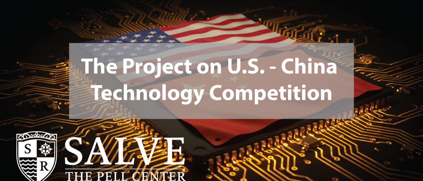 U.S. and Chinese flags on a computer chip.