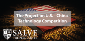 U.S. and Chinese flags on a computer chip.